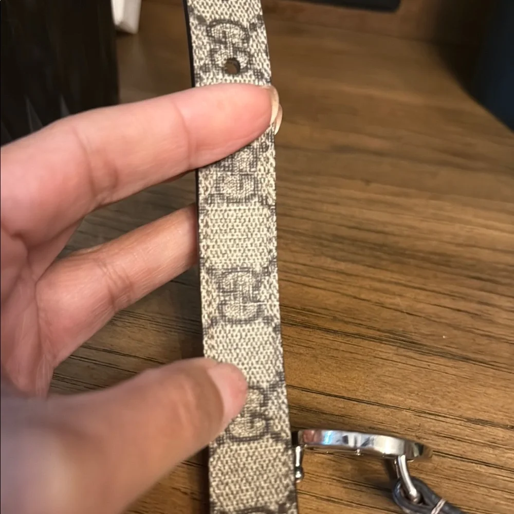 Gucci Beige and Brown Belt with Silver Buckle Kids Authentic!